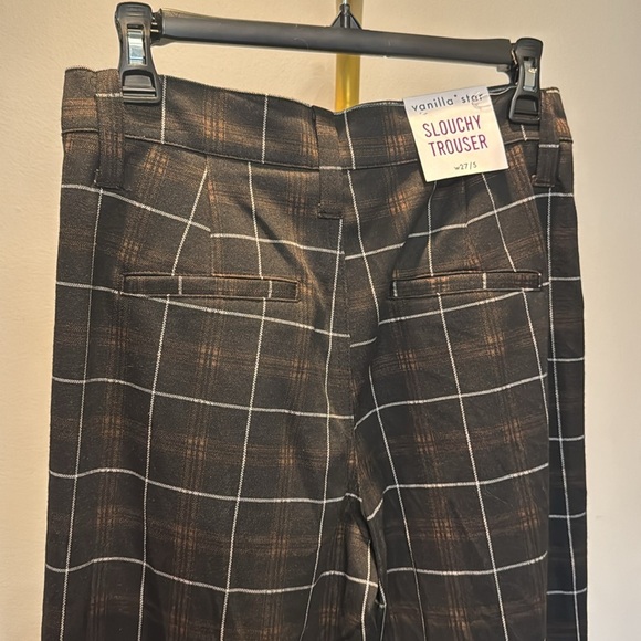 Vanilla star slouchy trousers black brown plaid NWT 5/27 - Picture 7 of 12